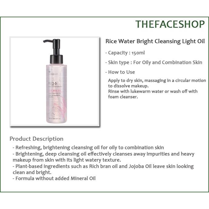 The Face Shop Rice Water Bright Light Cleansing Oil