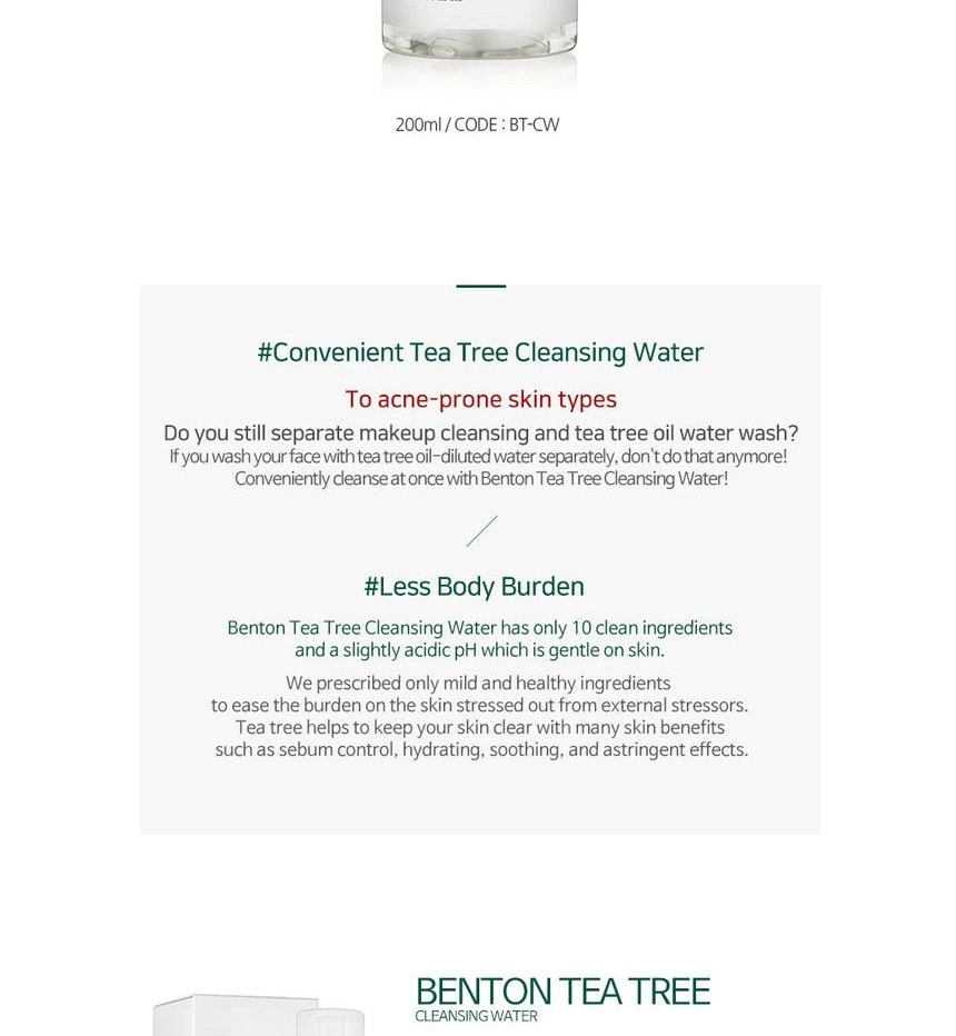 Benton Tea Tree Cleansing Water